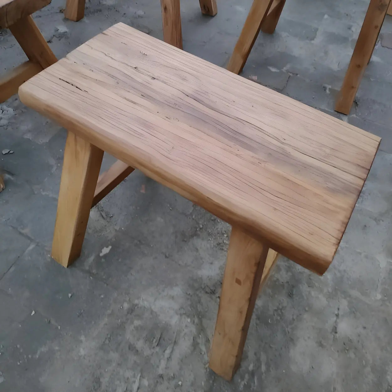 Oriental Natural Wood Entryway Bench