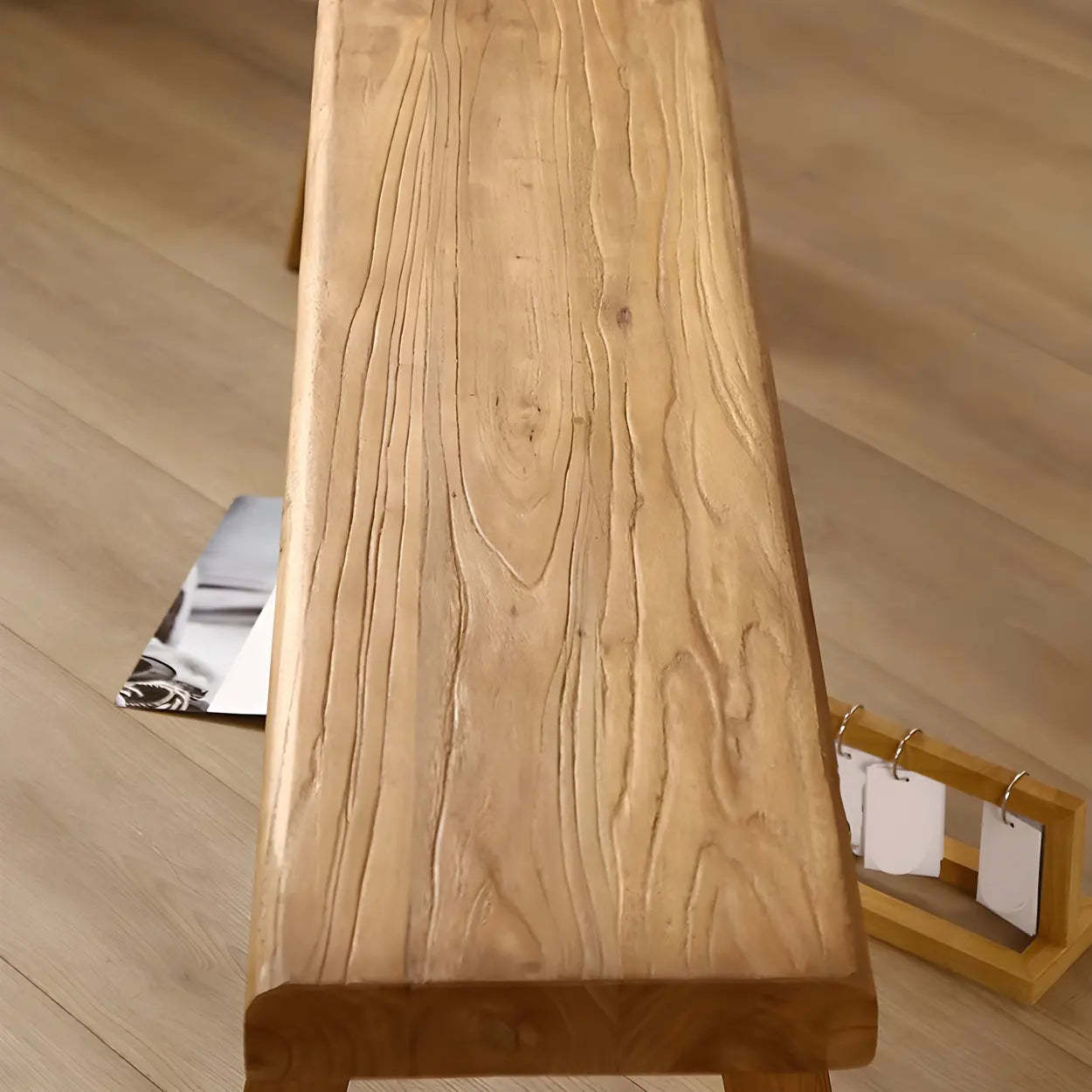 Oriental Natural Wood Entryway Bench