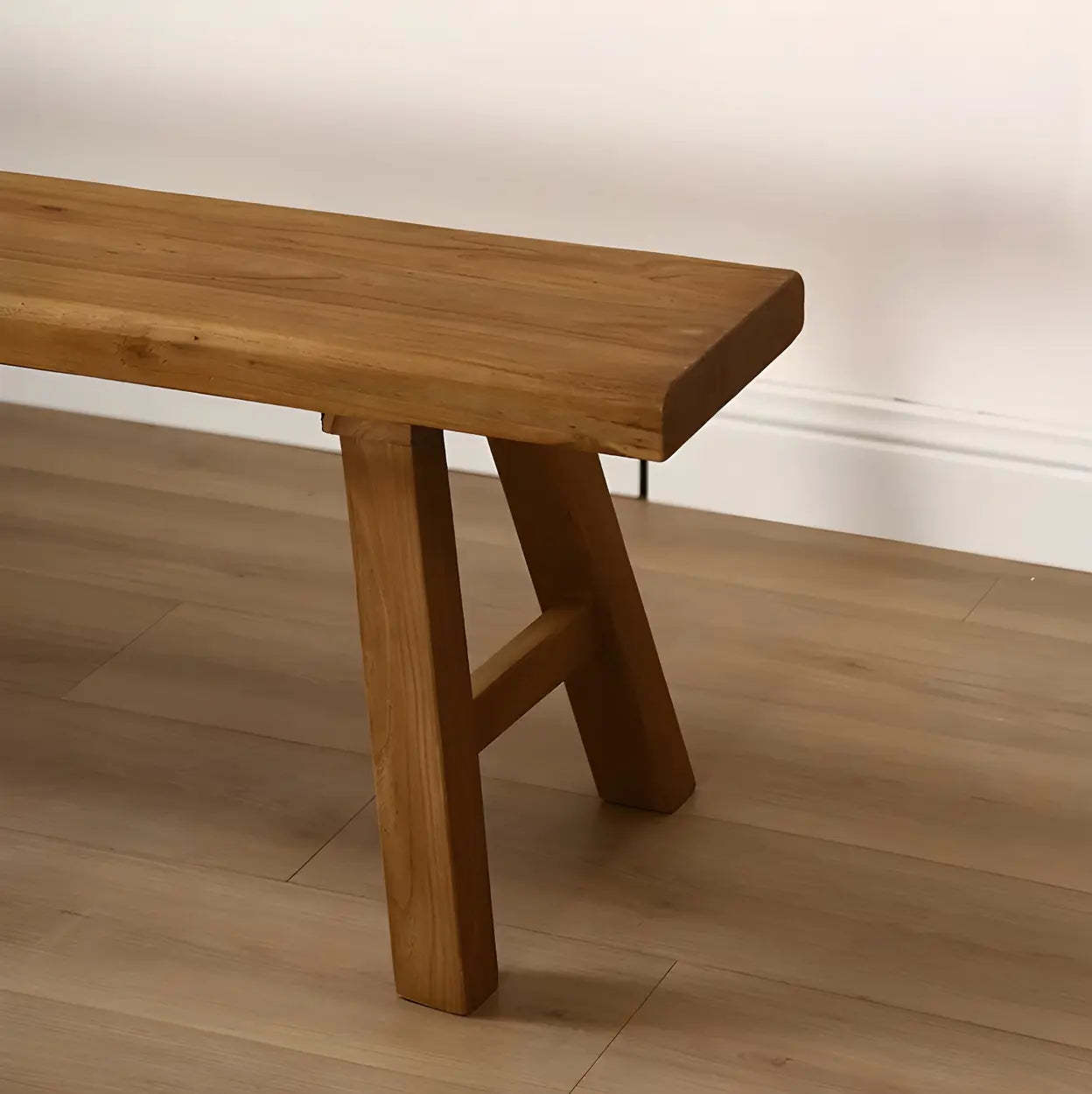 Oriental Natural Wood Entryway Bench