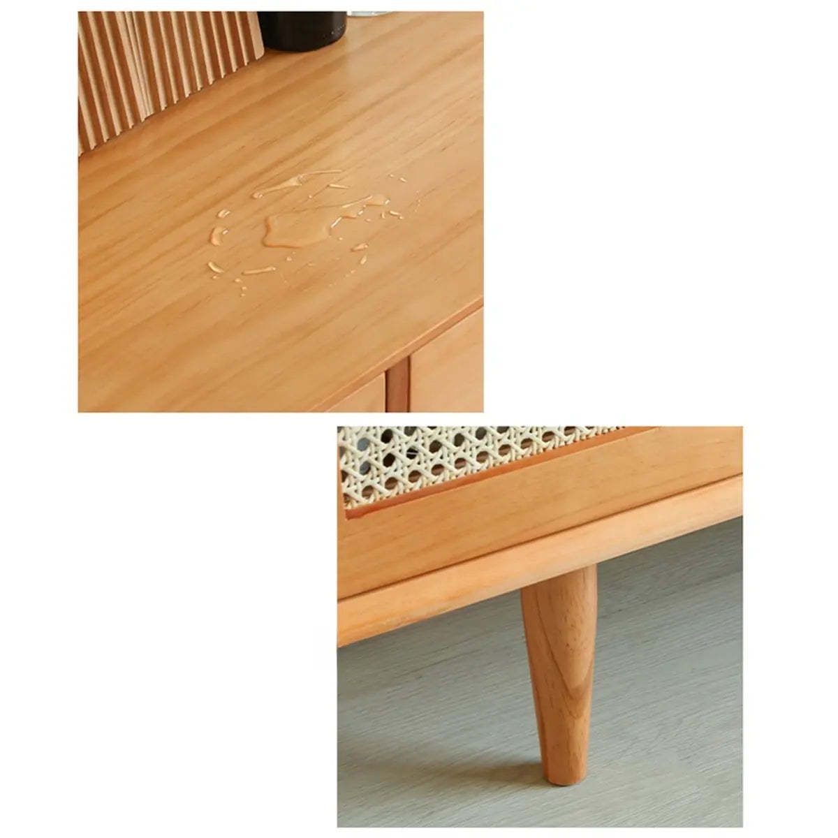 Oriental Wood Rattan Natural Large Sideboard