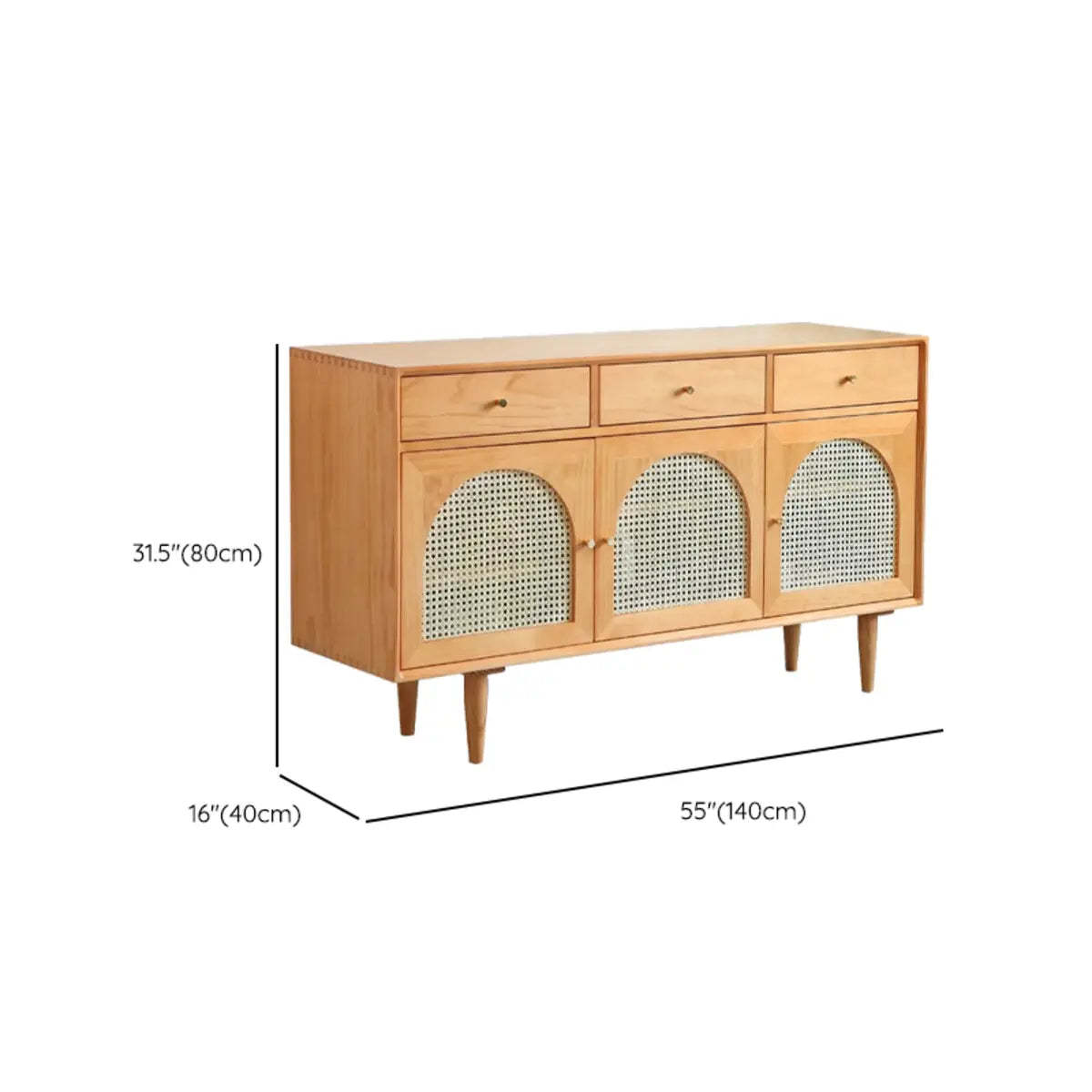 Oriental Wood Rattan Natural Large Sideboard