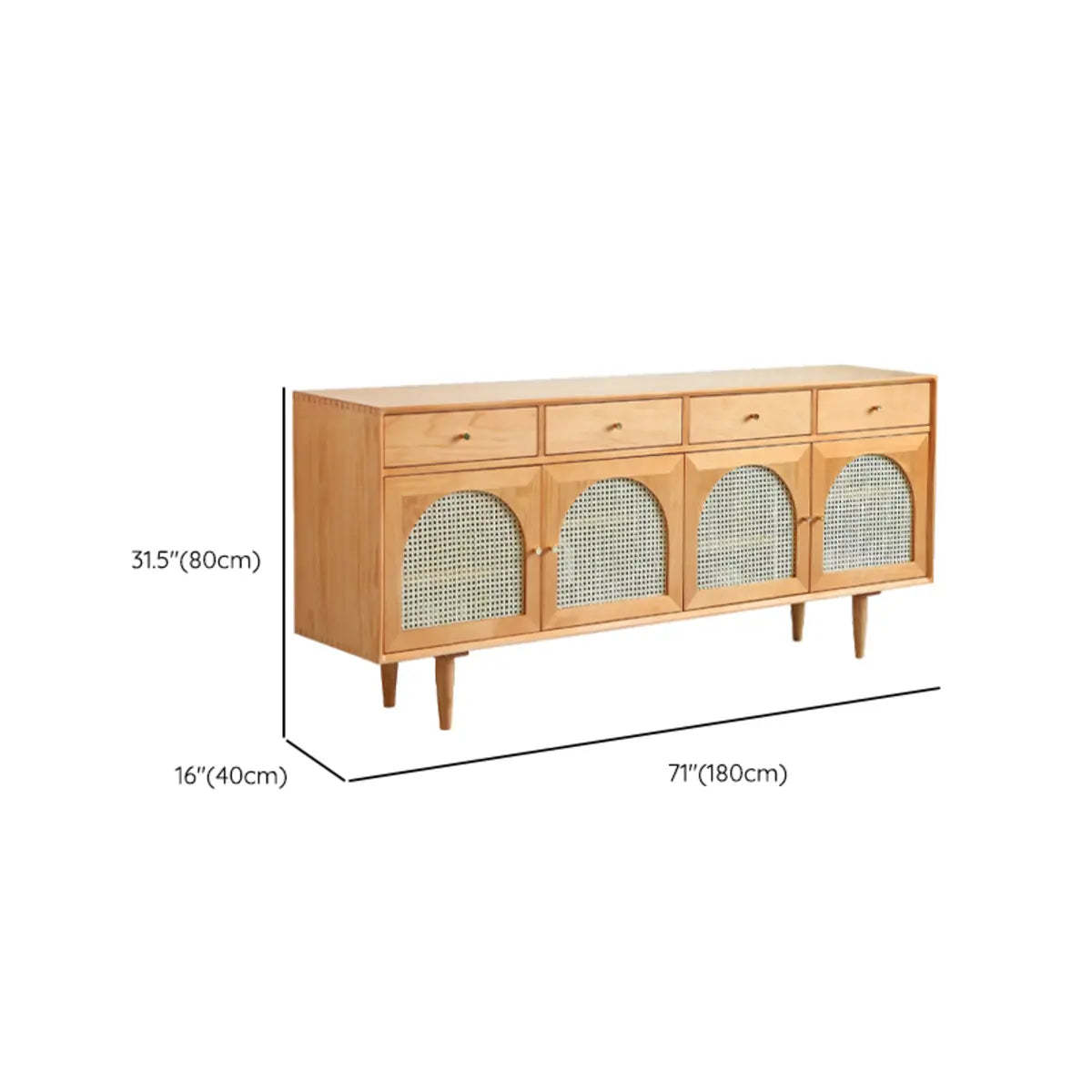 Oriental Wood Rattan Natural Large Sideboard