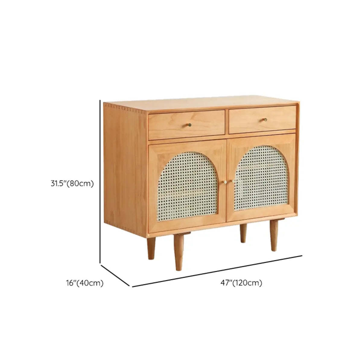 Oriental Wood Rattan Natural Large Sideboard