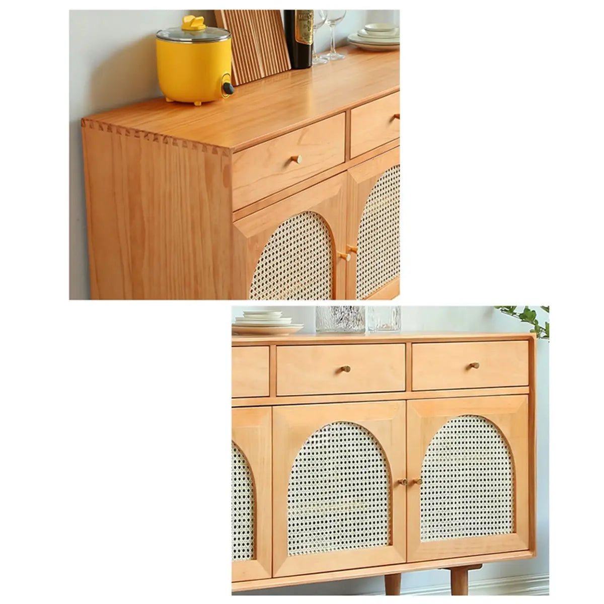 Oriental Wood Rattan Natural Large Sideboard
