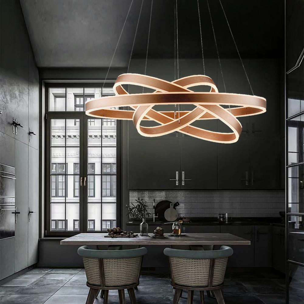 White modern foyer circle pendant lighting — Cool White (6000K)