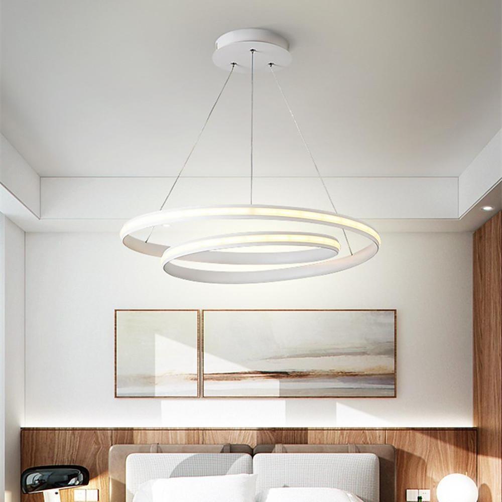 Circular pendant lighting in aluminum — 18" Diameter / White / Cool White (6000K)