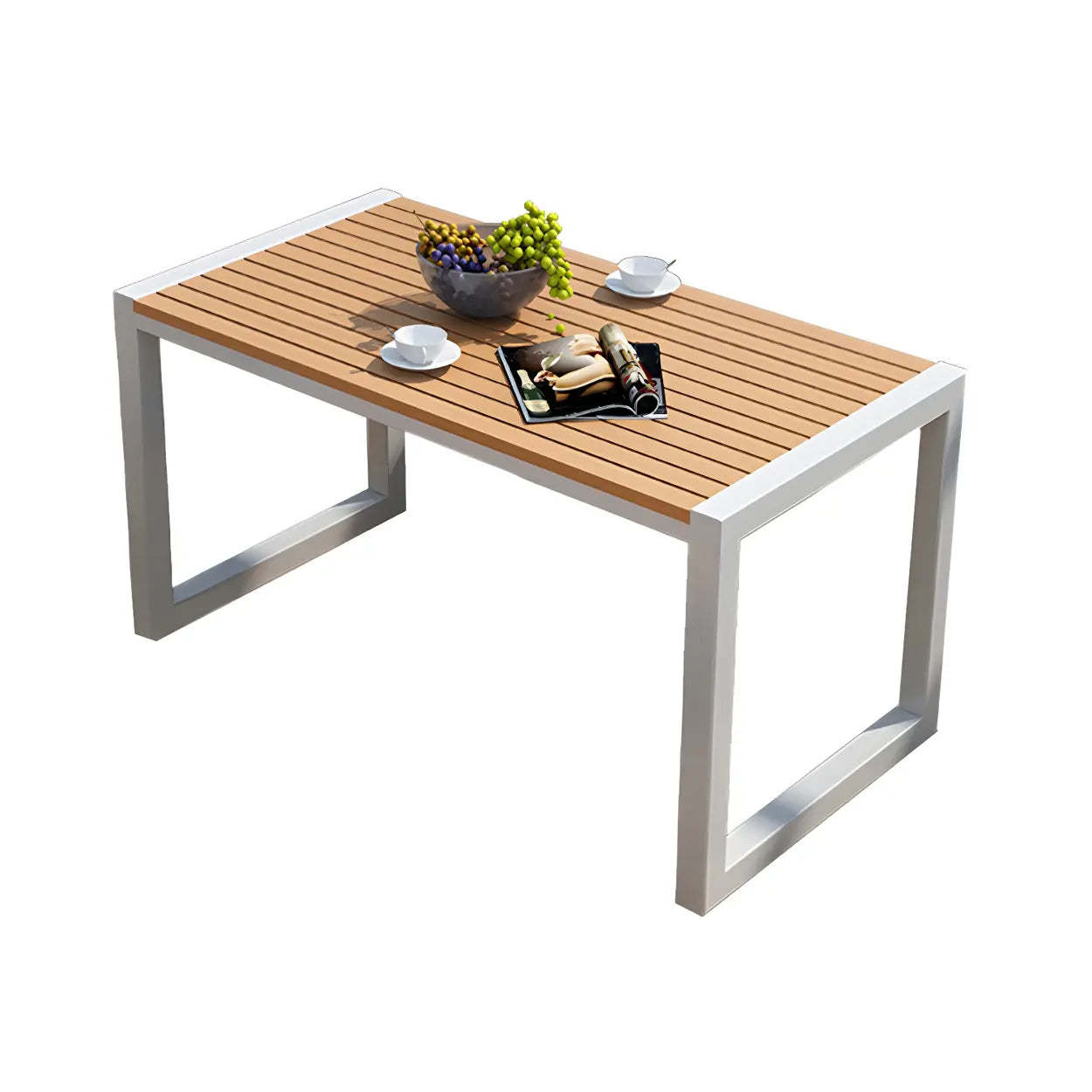 Black Waterproof Metal Rectangular Outdoor Coffee Table