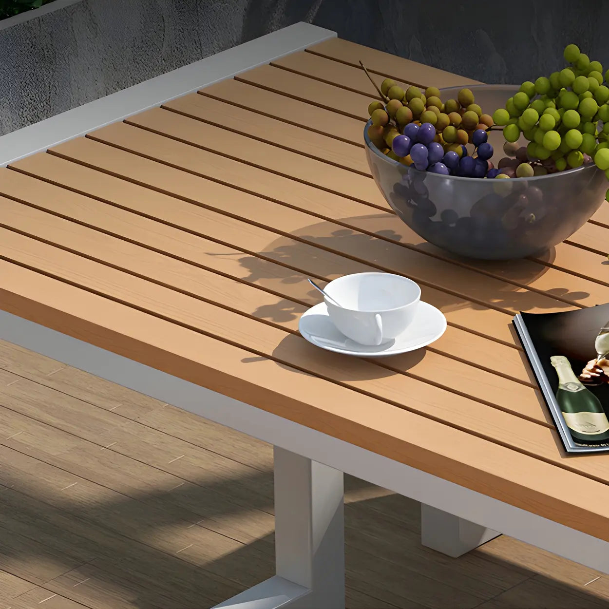 Black Waterproof Metal Rectangular Outdoor Coffee Table