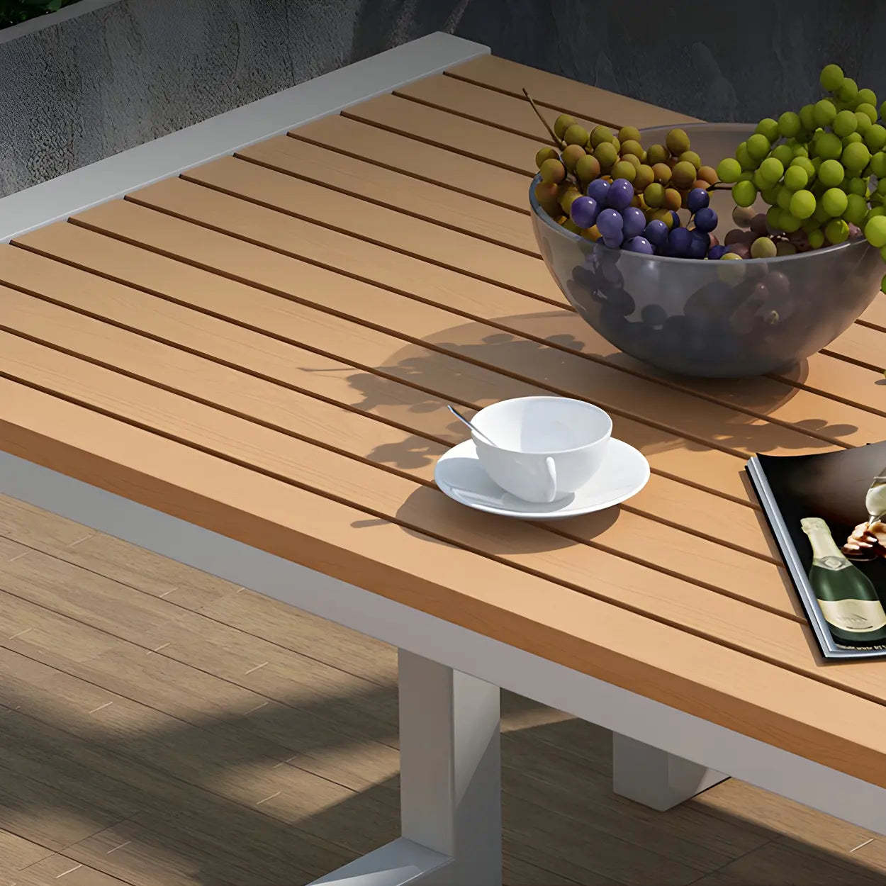Black Waterproof Metal Rectangular Outdoor Coffee Table