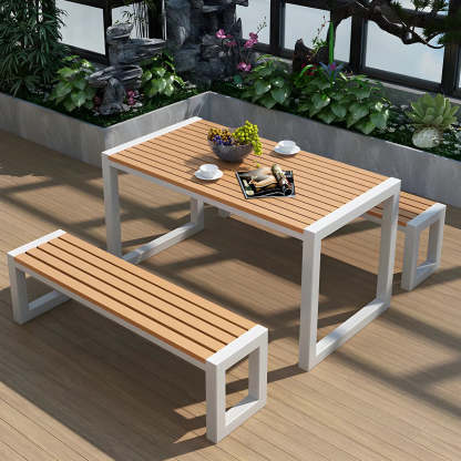 Black Waterproof Metal Rectangular Outdoor Coffee Table