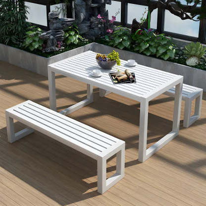 Black Waterproof Metal Rectangular Outdoor Coffee Table