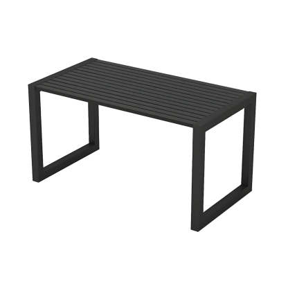 Black Waterproof Metal Rectangular Outdoor Coffee Table — Black and White / Table Only