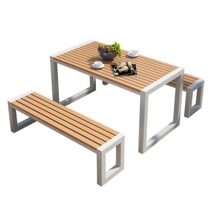 Black Waterproof Metal Rectangular Outdoor Coffee Table