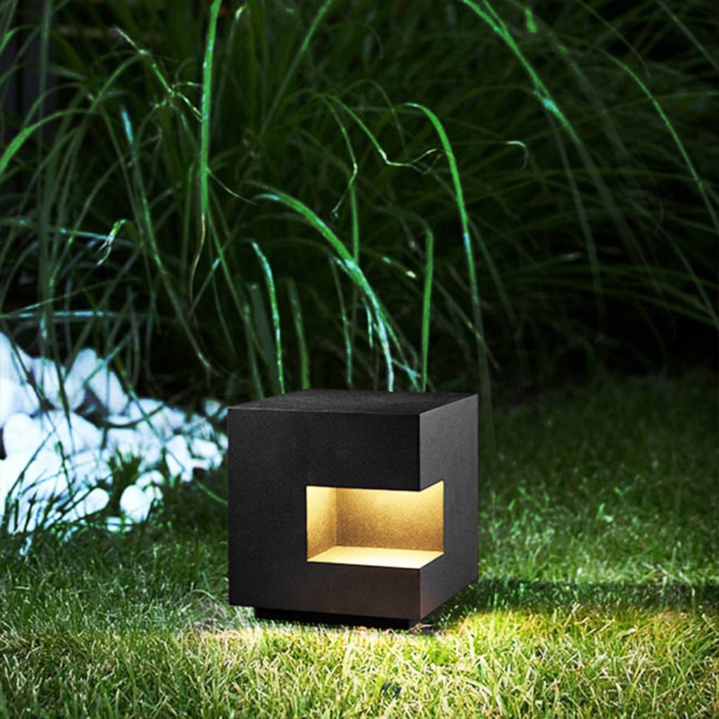 Square IP65 Waterproof LED Black Modern Outdoor Light Landscape Lighting-Lighom