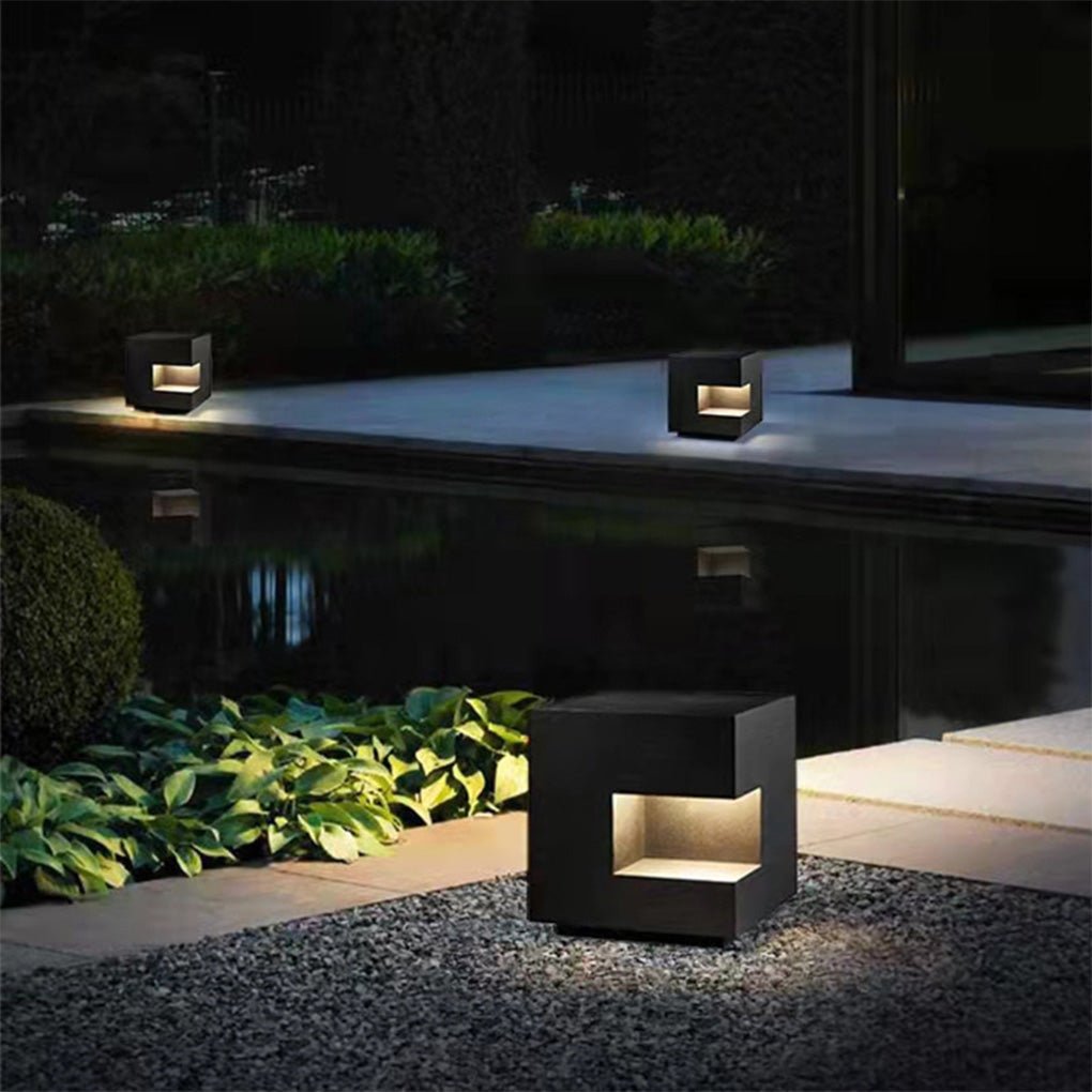 Square IP65 Waterproof LED Black Modern Outdoor Light Landscape Lighting-Lighom