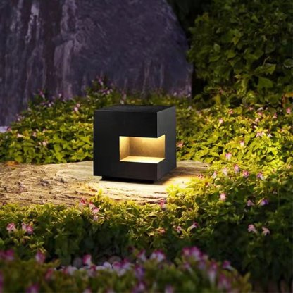Square IP65 Waterproof LED Black Modern Outdoor Light Landscape Lighting-Lighom