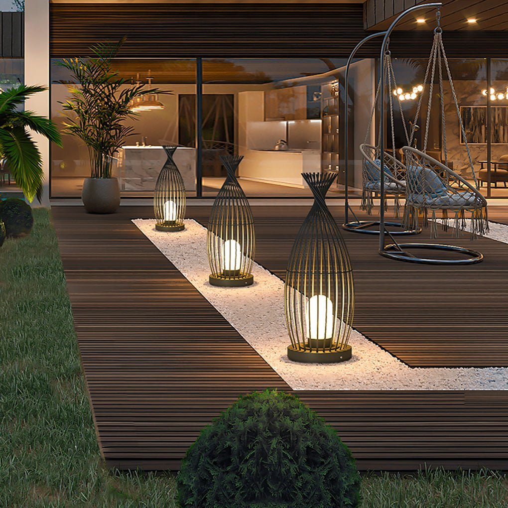 Industrial Courtyard Waterproof Caged LED Floor Lamp-Lighom