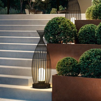 Industrial Courtyard Waterproof Caged LED Floor Lamp-Lighom