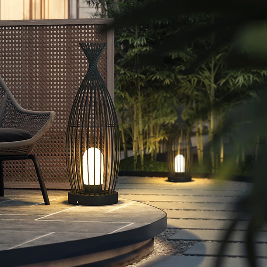 Industrial Courtyard Waterproof Caged LED Floor Lamp-Lighom