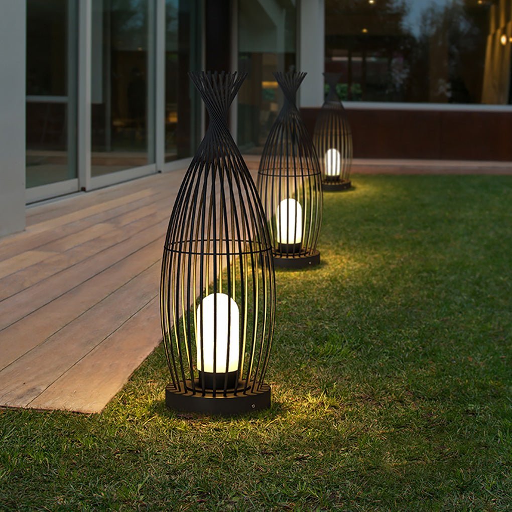 Industrial Courtyard Waterproof Caged LED Floor Lamp-Lighom