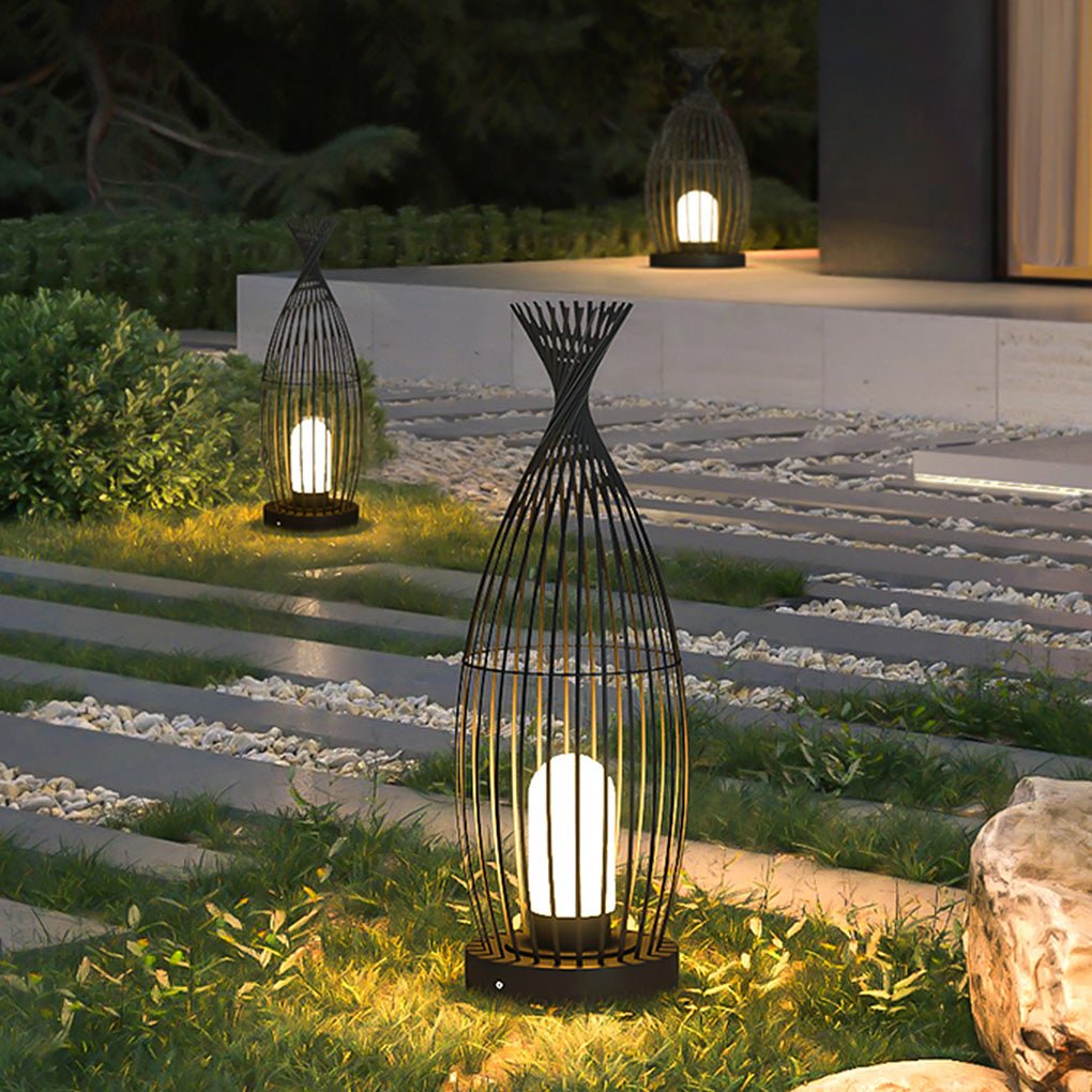 Industrial Courtyard Waterproof Caged LED Floor Lamp-Lighom