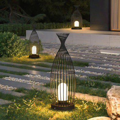 Industrial Courtyard Waterproof Caged LED Floor Lamp-Lighom