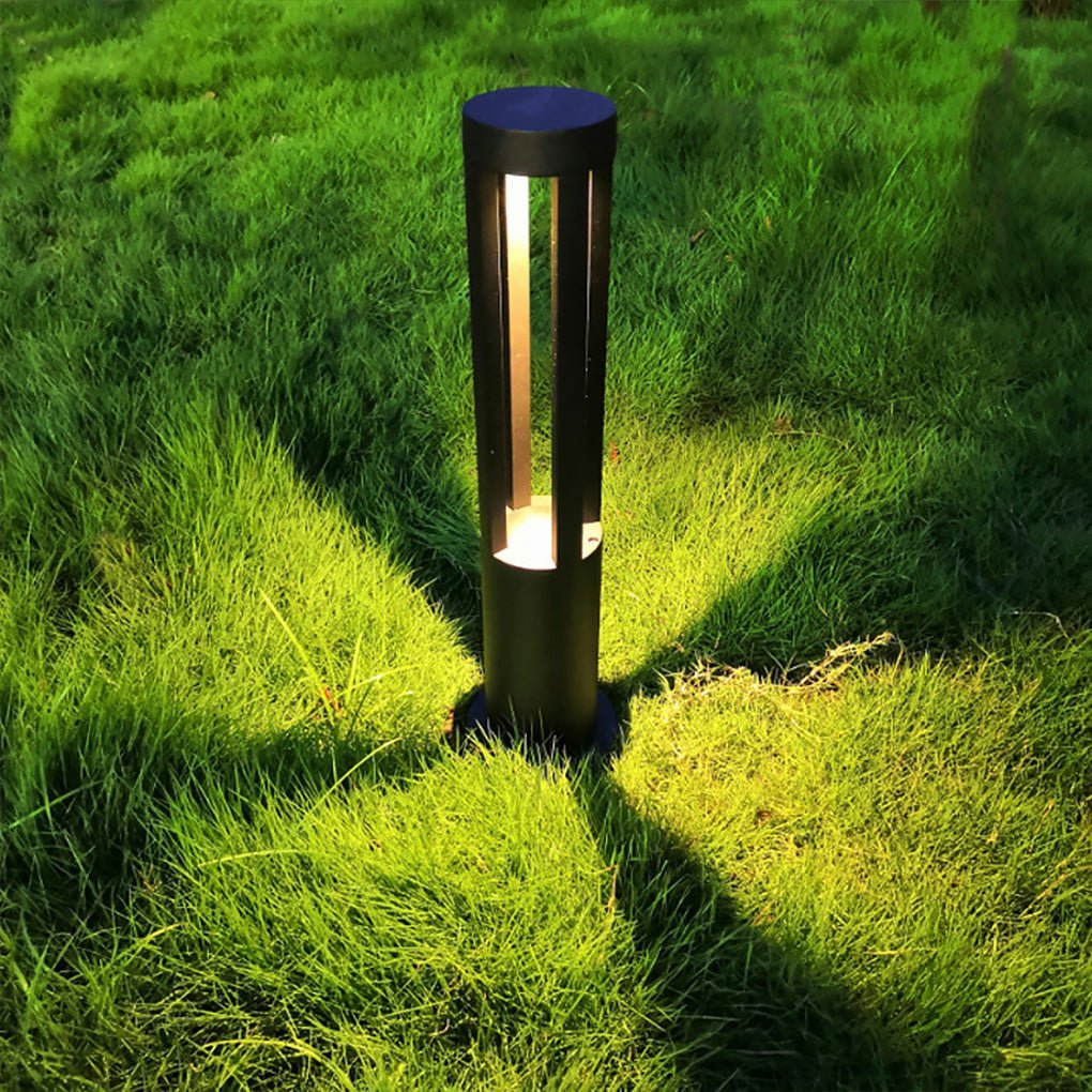 Modern Radiance Four-Emitting Black Outdoor LED Pathway Light-Lighom