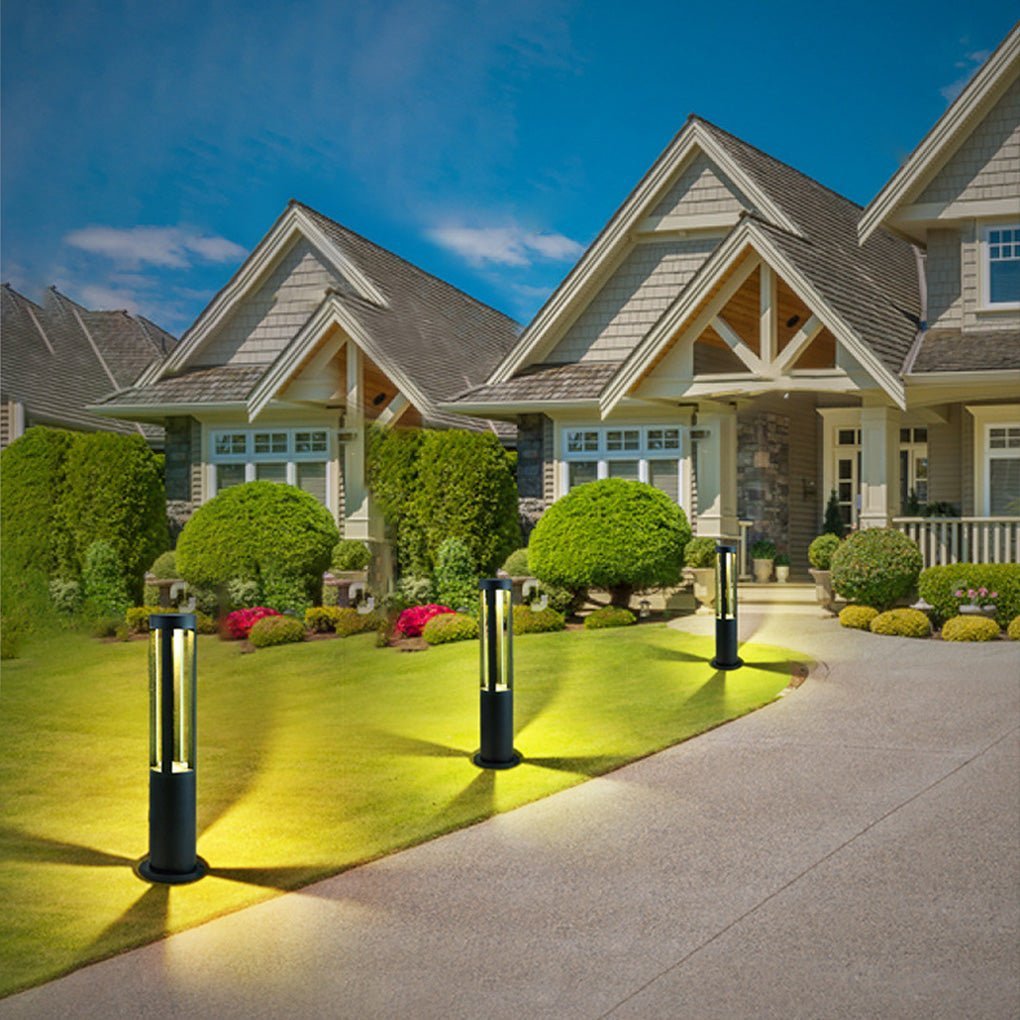 Modern Radiance Four-Emitting Black Outdoor LED Pathway Light-Lighom