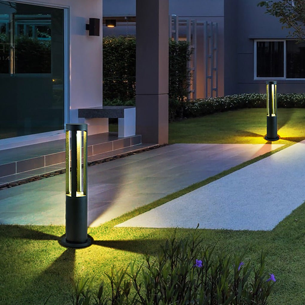 Modern Radiance Four-Emitting Black Outdoor LED Pathway Light-Lighom