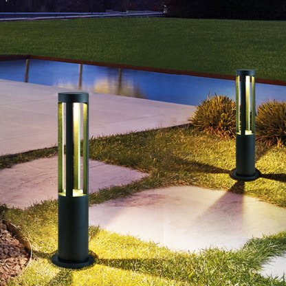 Modern Radiance Four-Emitting Black Outdoor LED Pathway Light-Lighom