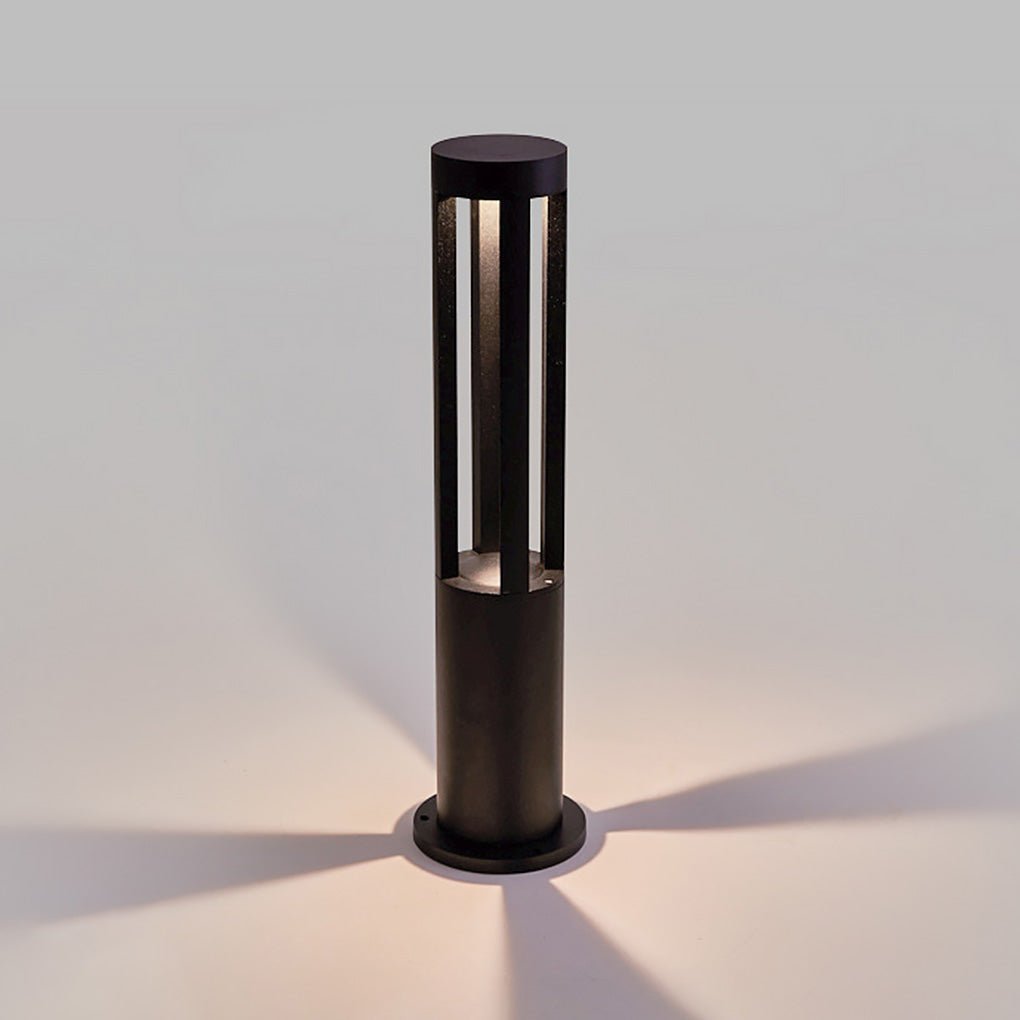 Modern Radiance Four-Emitting Black Outdoor LED Pathway Light-Lighom