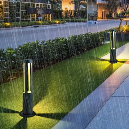 Modern Radiance Four-Emitting Black Outdoor LED Pathway Light-Lighom