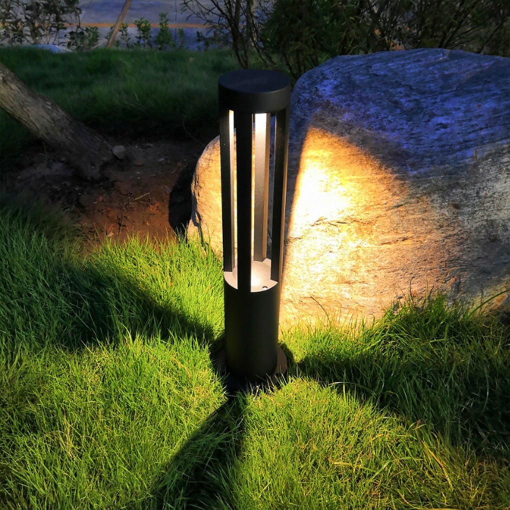 Modern Radiance Four-Emitting Black Outdoor LED Pathway Light-Lighom