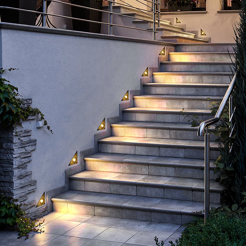 Triangle In-Wall Step Lights 110-220V LED Outdoor Wall Mounted Stairs Lights for Courtyard Garden-Lighom