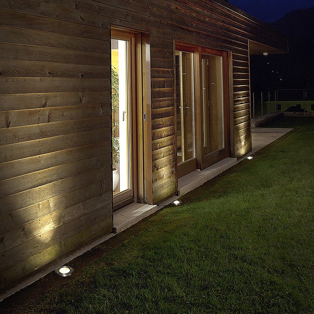 Poolside Deck Waterproof LED Chrome Recessed Well Step Lights Garden Lawn Inset Lighting-Lighom