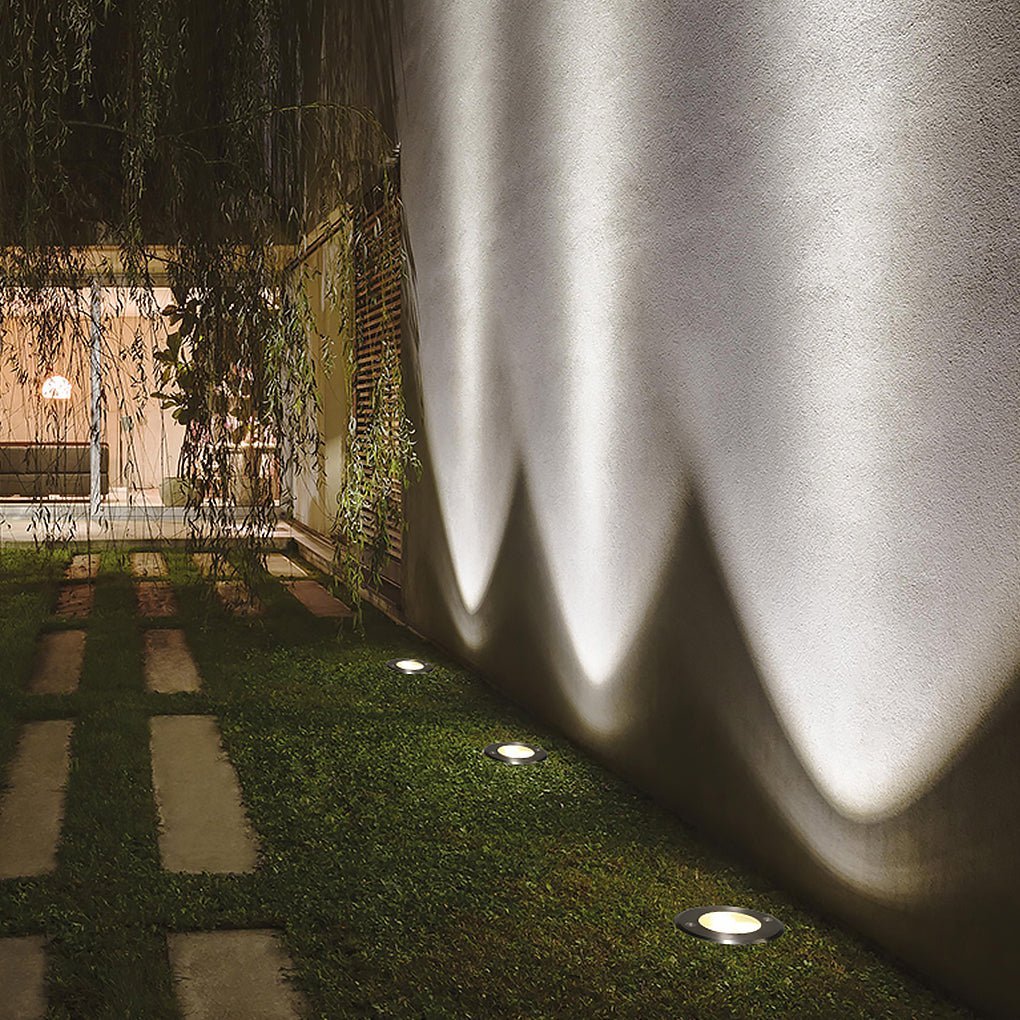 Poolside Deck Waterproof LED Chrome Recessed Well Step Lights Garden Lawn Inset Lighting-Lighom