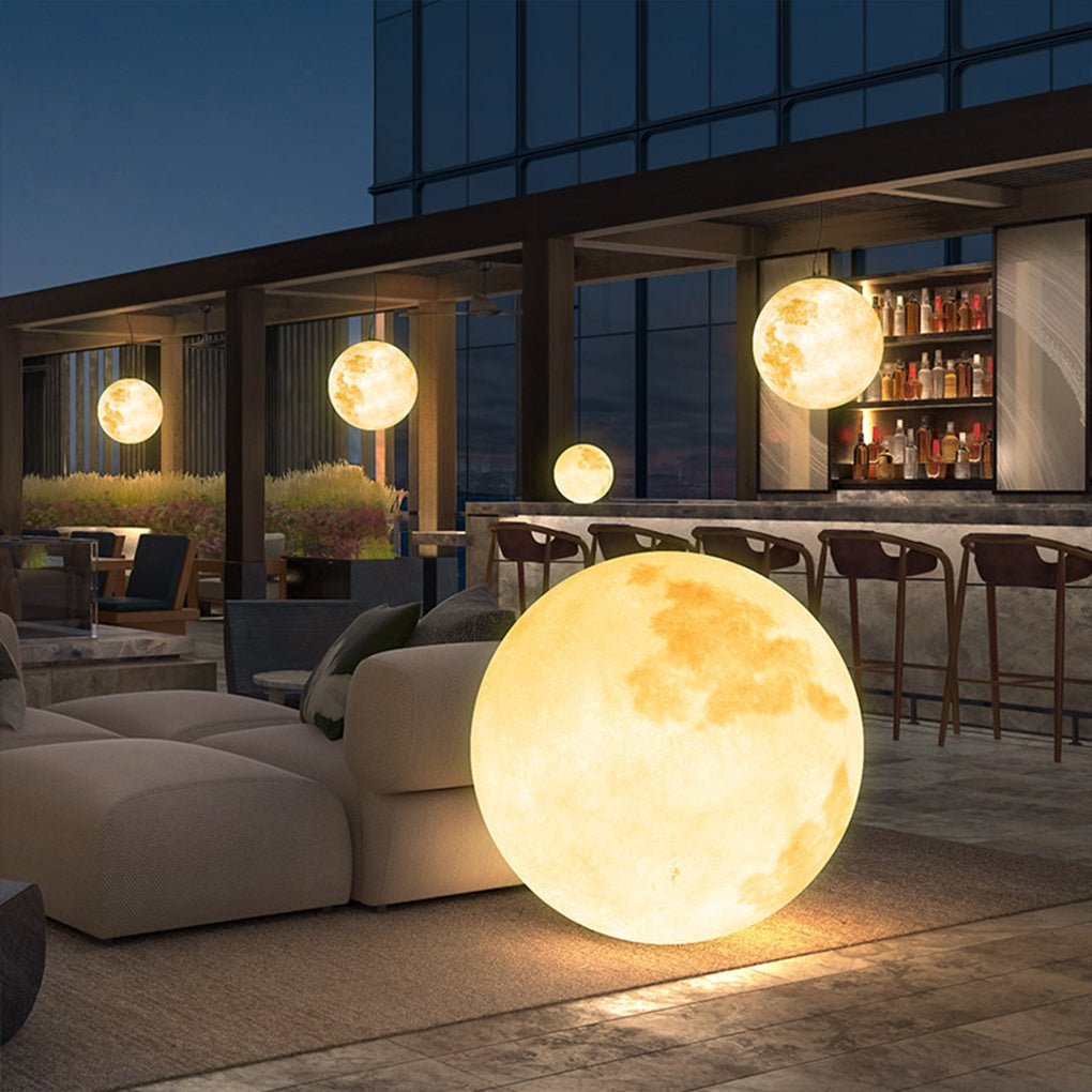 Outdoor Resin Moon Texture Chandelier Waterproof Landscape Decorative Lighting-Lighom