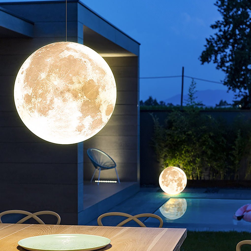 Outdoor Resin Moon Texture Chandelier Waterproof Landscape Decorative Lighting-Lighom
