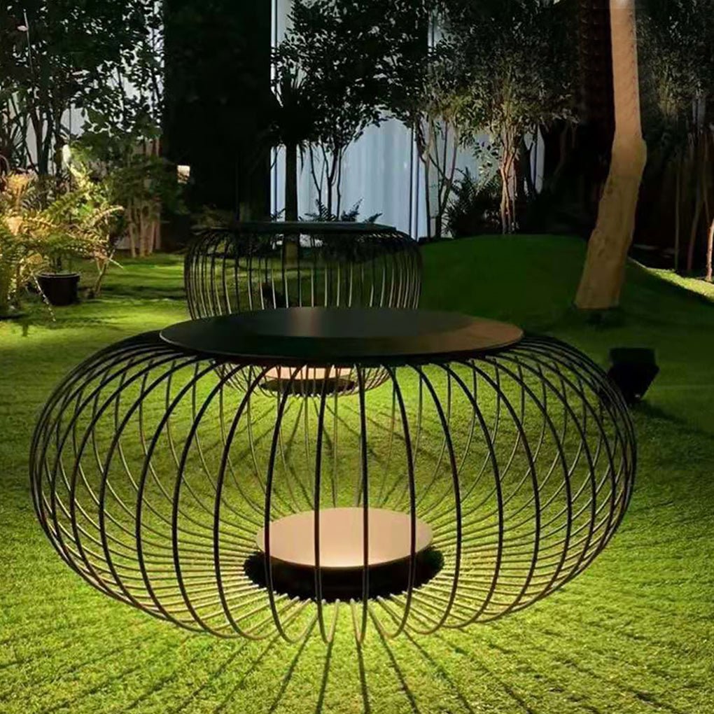 Outdoor Waterproof Cage Shape Stool Table Lamp LED Landscape Lighting Courtyard Lamp-Lighom