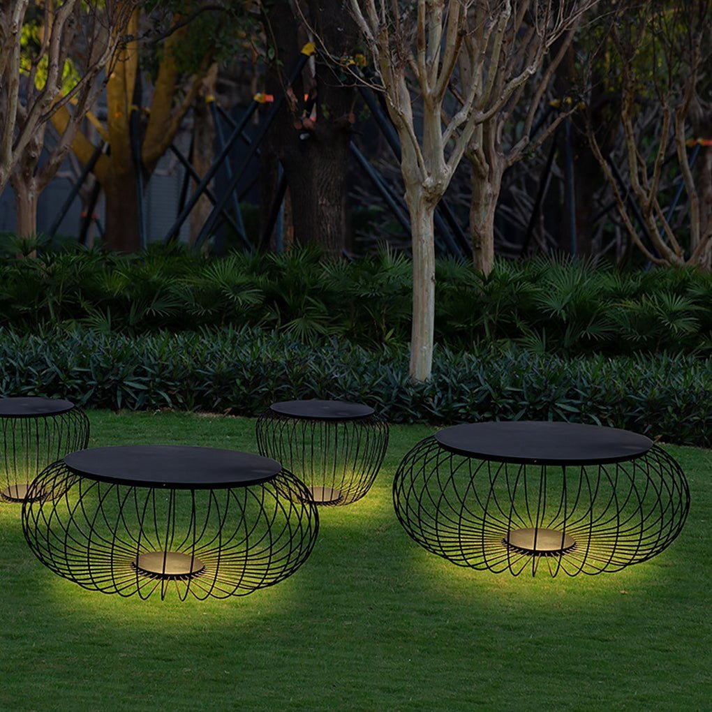 Outdoor Waterproof Cage Shape Stool Table Lamp LED Landscape Lighting Courtyard Lamp-Lighom