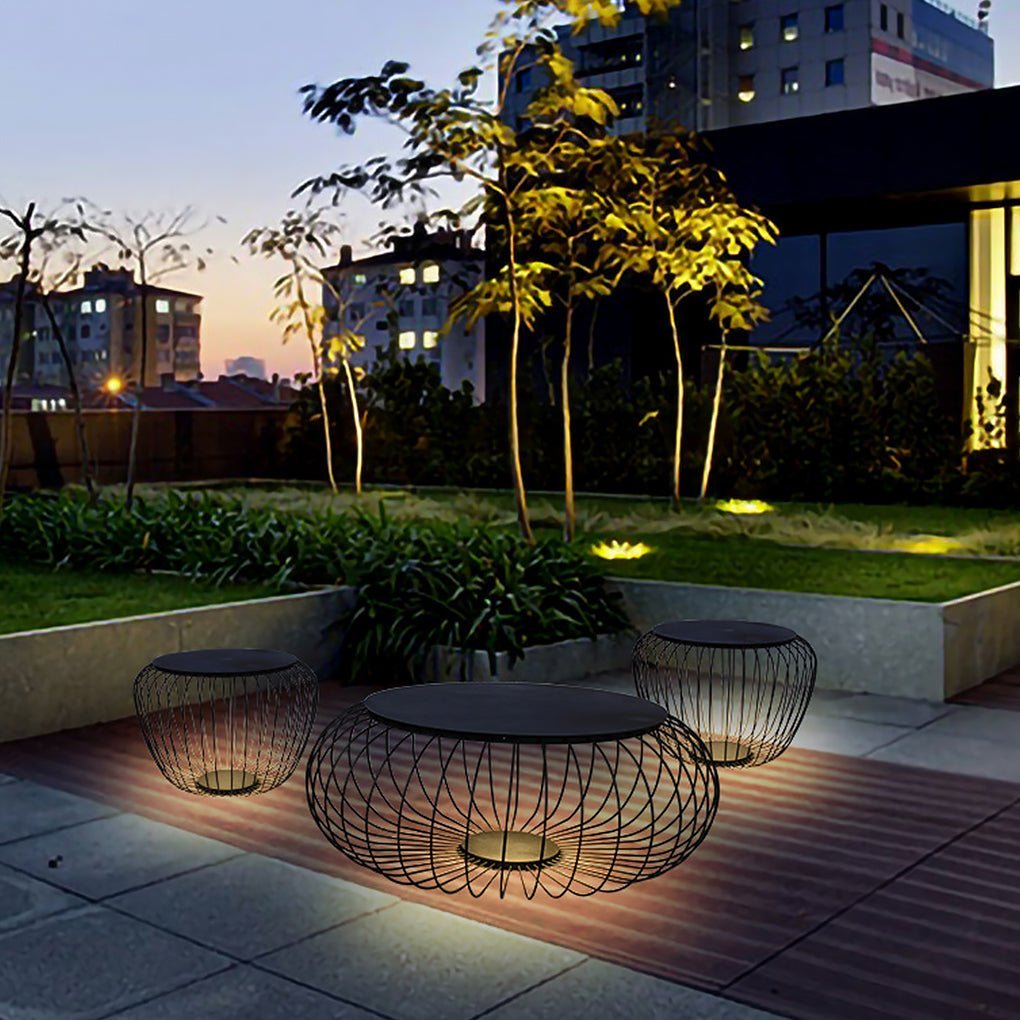 Outdoor Waterproof Cage Shape Stool Table Lamp LED Landscape Lighting Courtyard Lamp-Lighom