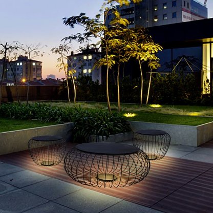 Outdoor Waterproof Cage Shape Stool Table Lamp LED Landscape Lighting Courtyard Lamp-Lighom