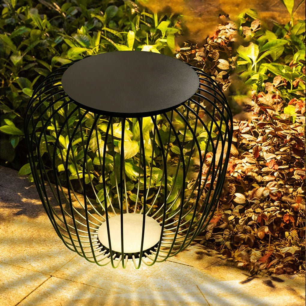 Outdoor Waterproof Cage Shape Stool Table Lamp LED Landscape Lighting Courtyard Lamp-Lighom