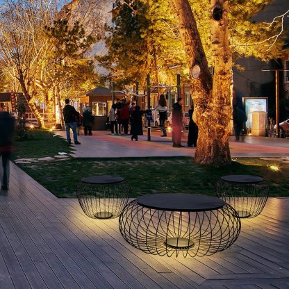 Outdoor Waterproof Cage Shape Stool Table Lamp LED Landscape Lighting Courtyard Lamp-Lighom