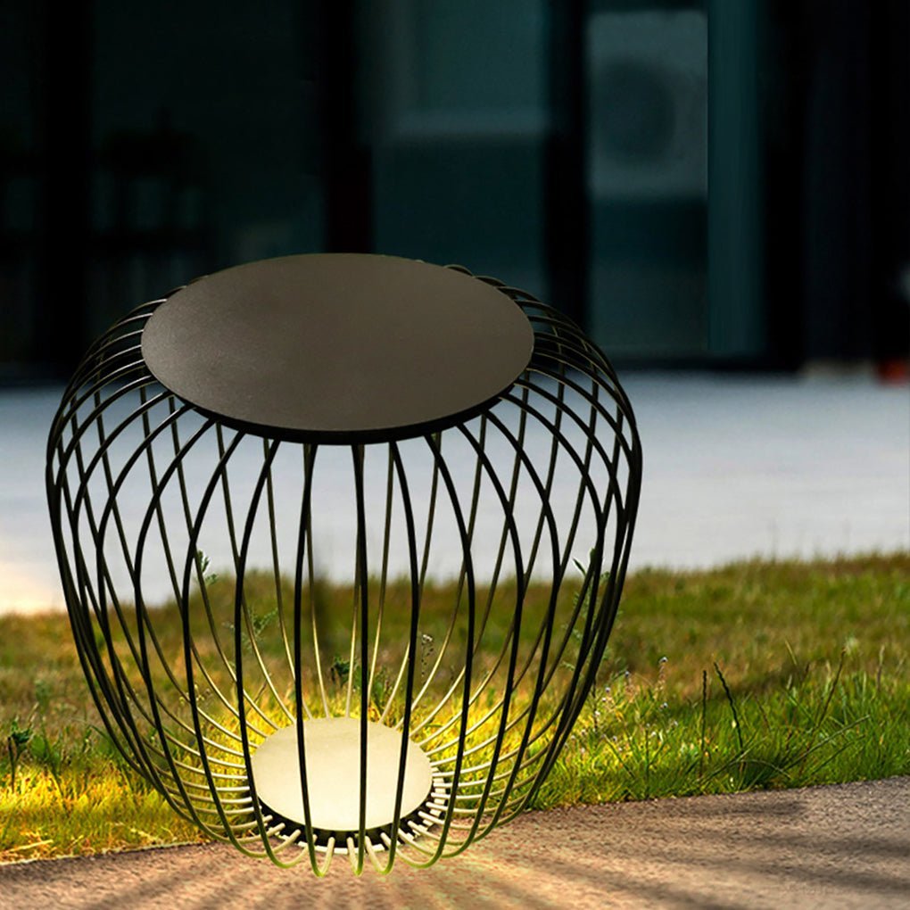 Outdoor Waterproof Cage Shape Stool Table Lamp LED Landscape Lighting Courtyard Lamp-Lighom