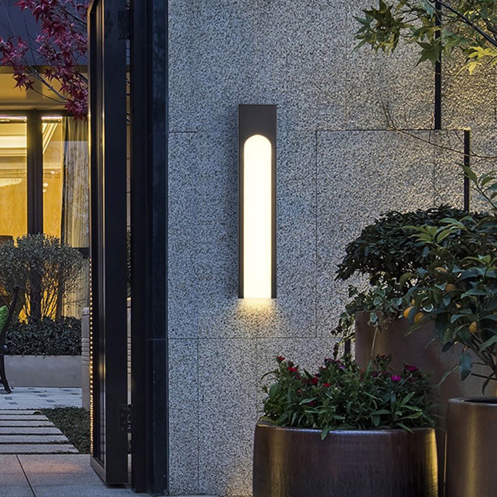 Arched Trapezoid Waterproof Black LED Modern Outdoor Wall Lights Wall Lamp-Lighom
