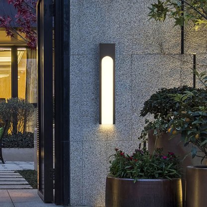 Arched Trapezoid Waterproof Black LED Modern Outdoor Wall Lights Wall Lamp-Lighom