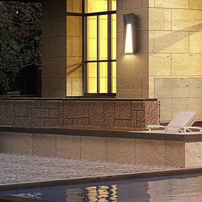 Arched Trapezoid Waterproof Black LED Modern Outdoor Wall Lights Wall Lamp-Lighom