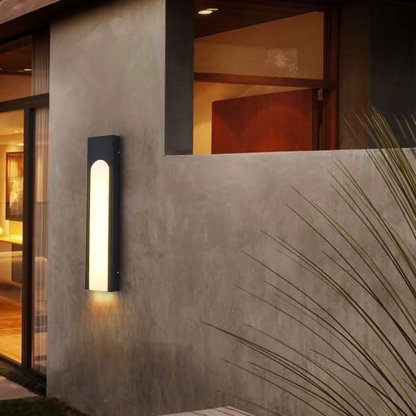 Arched Trapezoid Waterproof Black LED Modern Outdoor Wall Lights Wall Lamp-Lighom