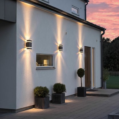 Square Round Waterproof Up And Down Lighting LED Modern Wall Sconces-Lighom